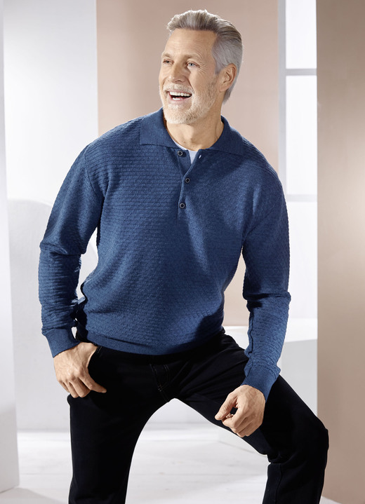 Uni - Polopullover, in Größe 3XL(64/66) bis XXL(60/62), in Farbe BLAU Ansicht 1