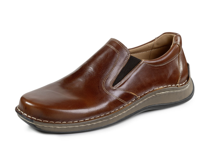 Instappers & veterschoenen - GINO GALANTE, klassieke herenpantoffels, met uitneembaar voetbed, in Größe 040 bis 046, in Farbe COGNAC Ansicht 1