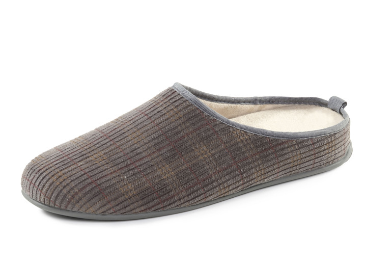 Huisschoenen - Textielpantoffels met uitneembaar voetbed, in Größe 040 bis 046, in Farbe GRAU Ansicht 1