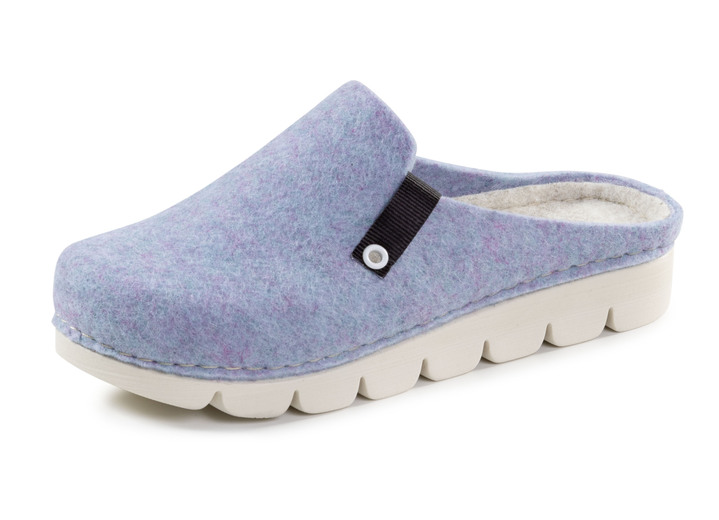Huisschoenen - Laurina, trendy damespantoffels, breedte G, met anatomisch gevormd voetbed, in Größe 036 bis 042, in Farbe HEMELSBLAUW Ansicht 1