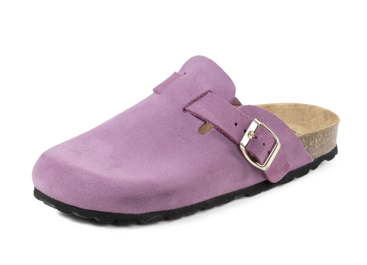 Huisschoenen - ELENA EDEN klomp met verstelbare gesp, in Größe 036 bis 042, in Farbe LILA Ansicht 1