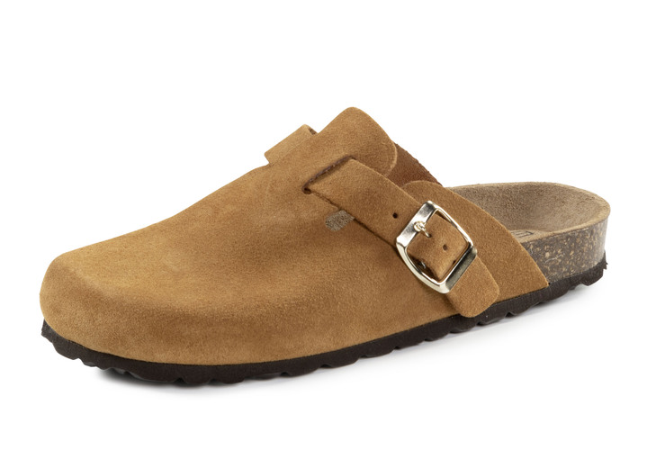 Huisschoenen - ELENA EDEN klomp met verstelbare gesp, in Größe 036 bis 042, in Farbe COGNAC Ansicht 1