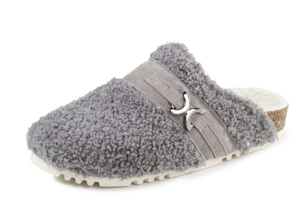 Laurina pantoffels van zacht pluche met velours bies