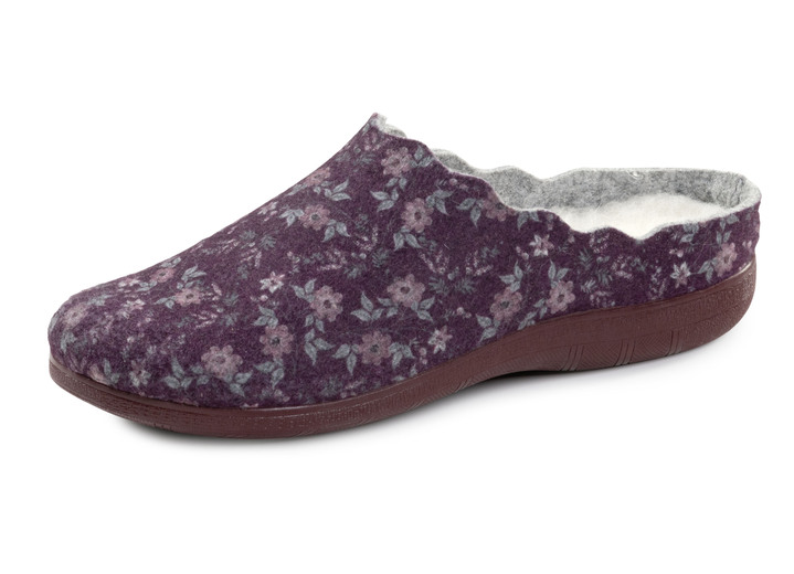 Hausschuhe - Pantoffeln, in Größe 036 bis 042, in Farbe AUBERGINE Ansicht 1
