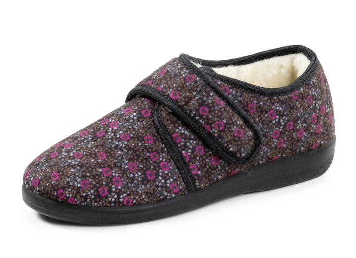 Hausschuhe - Klettschuhe, in Größe 036 bis 042, in Farbe SCHWARZ-BUNT Ansicht 1