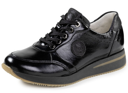 Sneakers met veters van generfd nappaleer