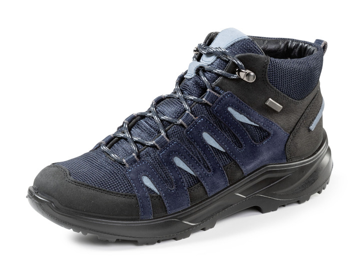 Schoenen - Weerbestendige veterbootie voorzien van een klimaatmembraan, in Größe 036 bis 042, in Farbe BLAU-SCHWARZ Ansicht 1