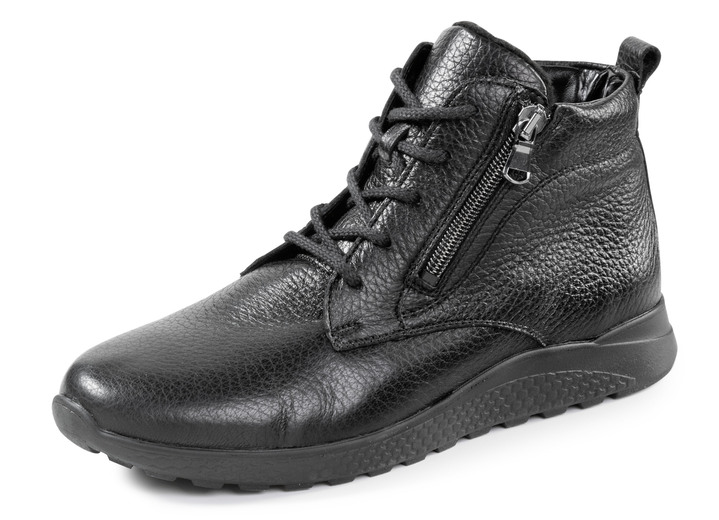 Breedte H - Waldläufer, comfortabele dames enkellaarsjes, winterschoenen, breedte H, gemaakt van hertenleer, in Größe 4 1/2 bis 9, in Farbe ZWART Ansicht 1