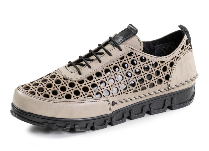 Instappers & veterschoenen - Gemini veterschoen van geperforeerd nappaleer, in Größe 036 bis 042, in Farbe KIEZEEEL ZWART Ansicht 1