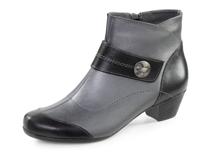Laarzen & laarsjes - ELENA EDEN, elegante dames enkellaarsjes, breedte G, met uitneembaar voetbed, in Größe 036 bis 042, in Farbe OUD ZILVER-ZWART Ansicht 1