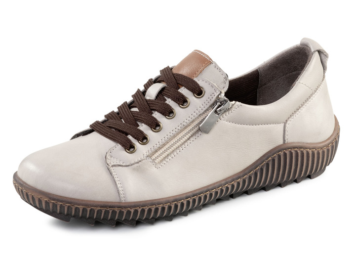 Instappers & veterschoenen - ELENA EDEN veterschoen met ritssluiting aan de zijkant, in Größe 036 bis 041, in Farbe KIEZEL Ansicht 1