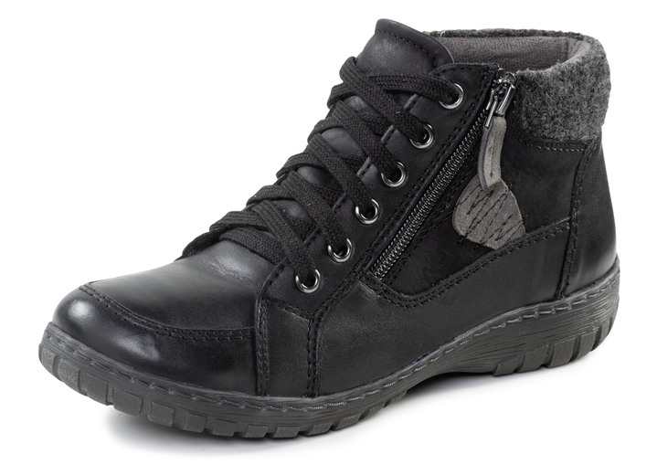 Stiefel & Stiefeletten - Schnür-Booties, in Größe 036 bis 042, in Farbe SCHWARZ-GRAU Ansicht 1