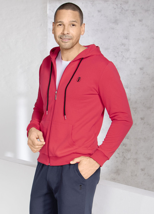 Freizeitanzüge - Kapuzenjacke, in Größe 3XL (64/66) bis XXL (60/62), in Farbe ROT Ansicht 1