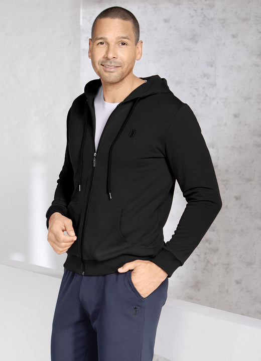 Freizeitanzüge - Kapuzenjacke, in Größe 3XL (64/66) bis XXL (60/62), in Farbe SCHWARZ Ansicht 1