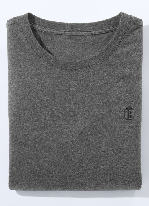 Freizeitshirts & -Kombinationen - Doppelpack Shirt, in Größe 3XL (64/66) bis XXL (60/62), in Farbe 1x WEIß 1x DUNKELGRAU MELIERT Ansicht 1