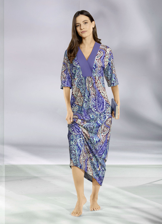 Homewear & vrijetijdsmode - Kaftan van topkwaliteit, in Größe 038 bis 062, in Farbe BLAUW-PAARS-KLEURIG