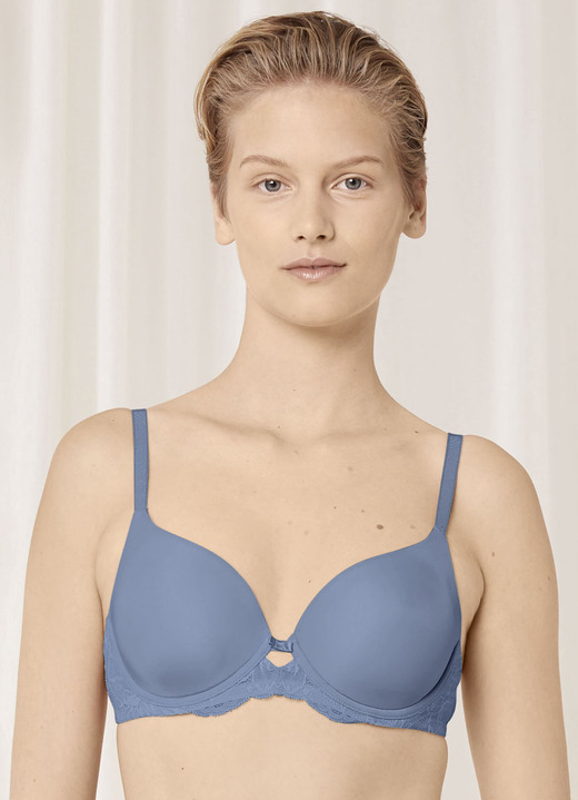 BH met beugel - Triumph Amourette beugelbh met elastische kant, in Größe 075 bis 095, in Cup A, in Farbe INDIGOBLAU Ansicht 1