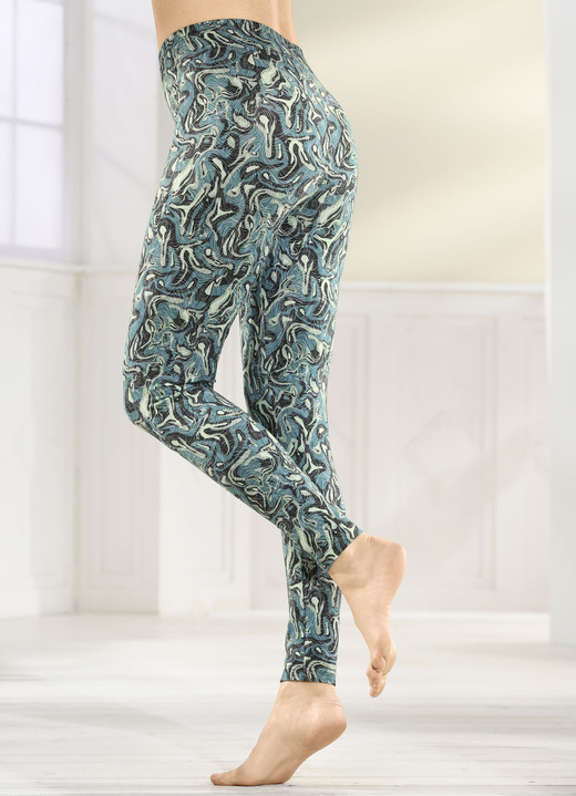 Leggings - Leggings, in Größe L (44/46) bis XXL (52/54), in Farbe SCHWARZ-PETROL-BUNT Ansicht 1