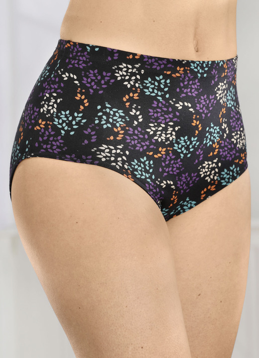 Slips - Viererpack Slips, in Größe 038 bis 054, in Farbe SCHWARZ-LILA-BUNT Ansicht 1