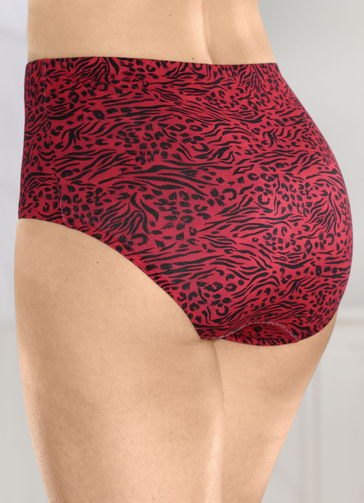 Slips - Verpakking van vier slips met elastische tailleband, in Größe 038 bis 056, in Farbe ROOD-ZWART Ansicht 1