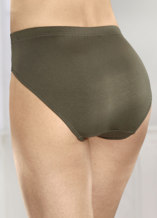 Slips - Set van vier slips met elastische tailleband, in Größe 036 bis 052, in Farbe OLIJF Ansicht 1