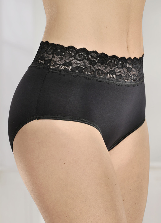 Slips - Vier-pack slip met elastische tailleband, in Größe 038 bis 050, in Farbe 2X ZWART, 2X WIT Ansicht 1