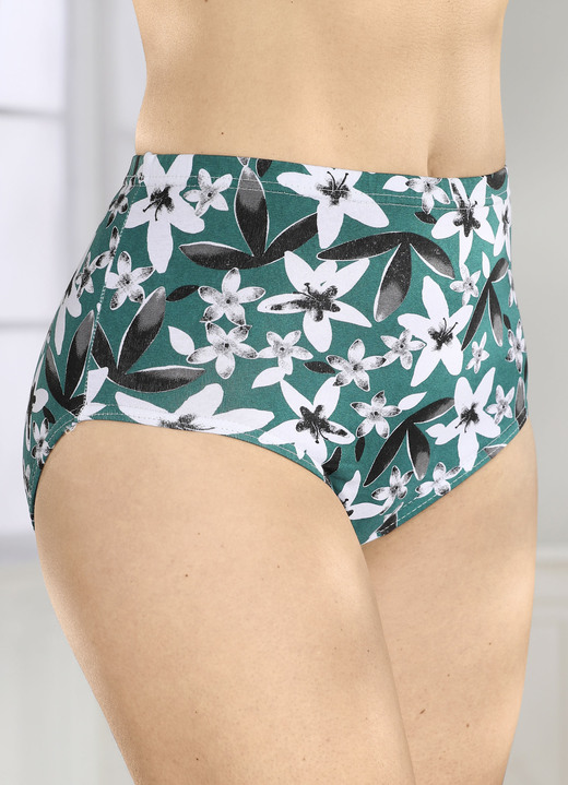 - Set van vier slips met bloemdessin, in Größe 038 bis 056, in Farbe PETROL-WEISS-SCHWARZ Ansicht 1