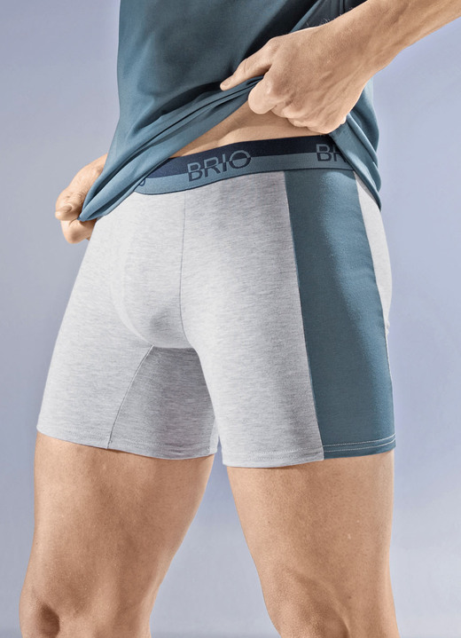 Pants & boxershorts - Set van vier broeken met inzetstukken aan de zijkant, in Größe 005 bis 011, in Farbe 2X GRAU MELIERT-RAUCHBLAU, 2X GRAU MELIERT-SCHWARZ Ansicht 1