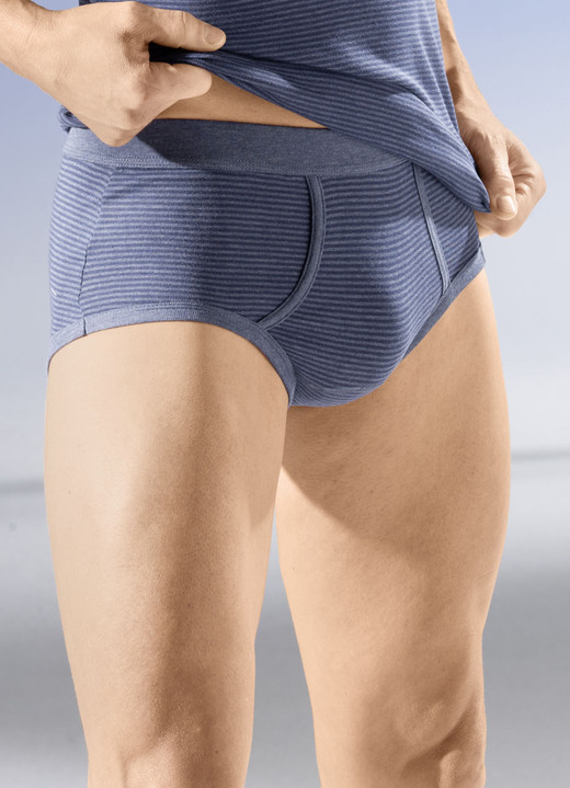 Slips & onderbroeken - Set van zes slips met zachte tailleband, in Größe 005 bis 010, in Farbe 3X BLAUW MOEDER-MARINE, 3X ANTRACIET MOEDER-ZWART Ansicht 1