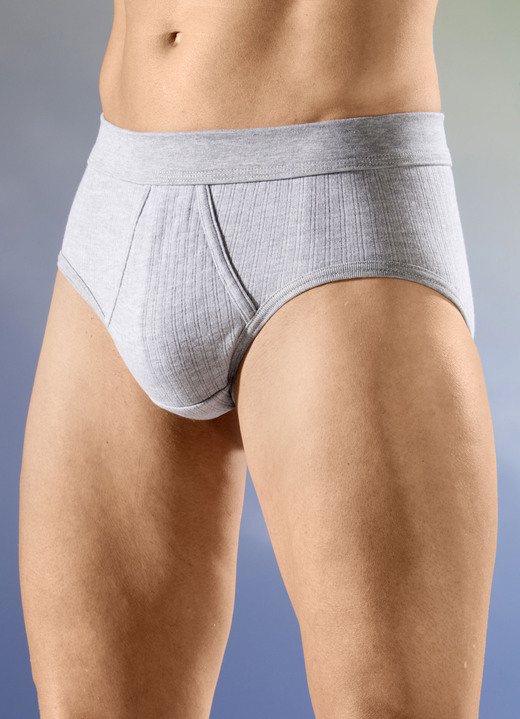 Slips & onderbroeken - Set van vier slips met zachte tailleband, in Größe 005 bis 012, in Farbe 2X MOEDERGRIJS, 2X MARINE Ansicht 1