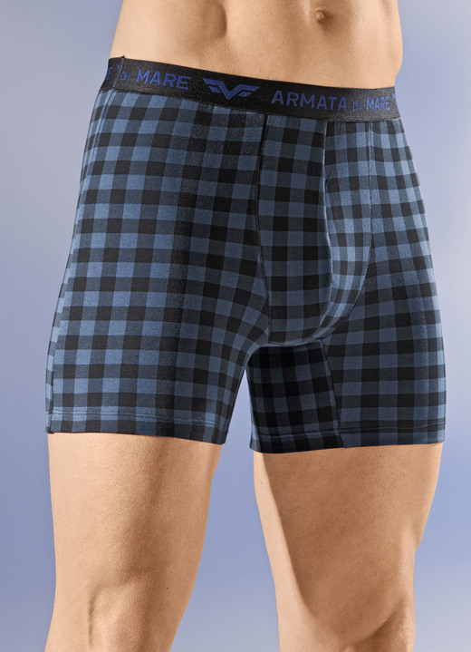 Pants & boxershorts - Set van vier broeken met elastische tailleband, in Größe 004 bis 011, in Farbe 2X BLAUW-ZWART, 2X UNI BLAUW