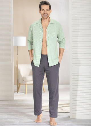Pyjama met doorknoopsluiting en open manchetten