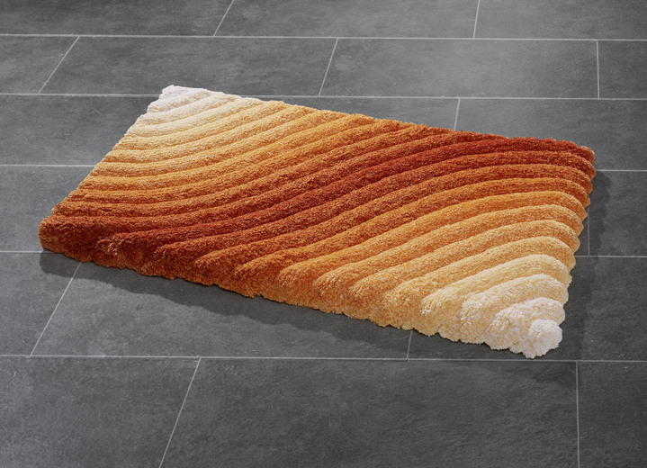 Badmatten - Barefoot-zachte badkamerset met latex achterkant, in Größe 100 (Matje, halfrond 50/80 cm) bis 112 (Toiletdekselafdekking 47/50 cm), in Farbe TERRA Ansicht 1