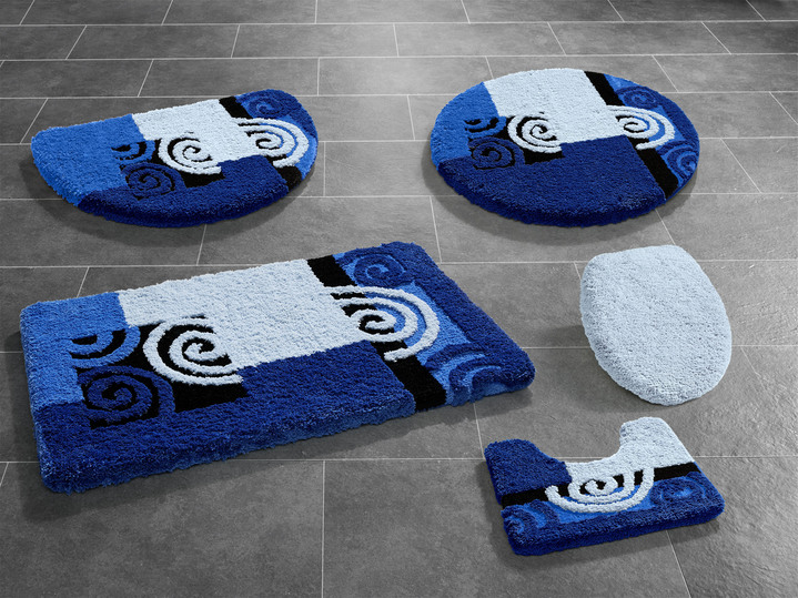 Badmatten - Fluffy badkamerset in zachte microvezelkwaliteit, in Größe 100 (Matje, halfrond 50/80 cm) bis 112 (Toiletdekselafdekking 47/50 cm), in Farbe BLAUW Ansicht 1