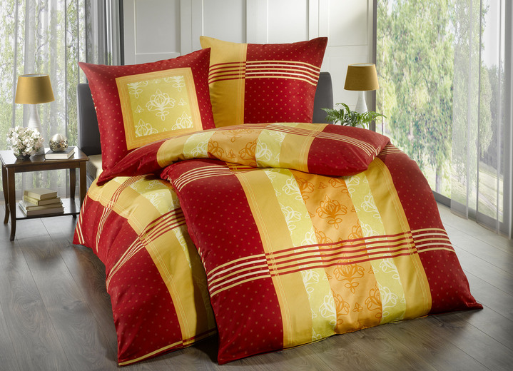 Bettwäschegarnituren - Bettwäsche-Garnitur, in Größe 111 (40/80 cm + 135/200 cm) bis 115 (80/80 cm + 155/220 cm), in Farbe ROT Ansicht 1
