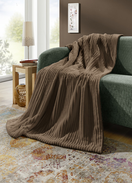 Woondekens - Woonaccessoires in fijne corduroy-look, in Größe 225 (Deken, 150 x 200 cm ) bis 410 (gevuld kussen, 50x 50 cm), in Farbe TAUPE Ansicht 1