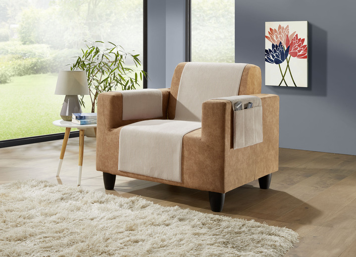 Grand foulards - Woonaccessoires met antislipcoating, in Größe 101 (fauteuilbeschermer, 50 x 140 cm) bis 924 (kussensloop, 40 x 80 cm), in Farbe TAUPE Ansicht 1