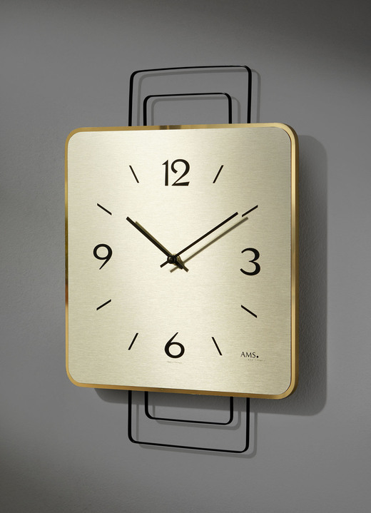 Horloges - Wandklok met houten behuizing van AMS, in Farbe MESSING Ansicht 1