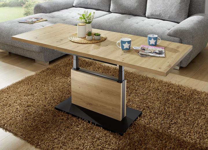 Salontafels - Salontafel met een geavanceerde liftfunctie, in Farbe SCHW.-ASTICHE, in Ausführung In hoogte verstelbaar Ansicht 1
