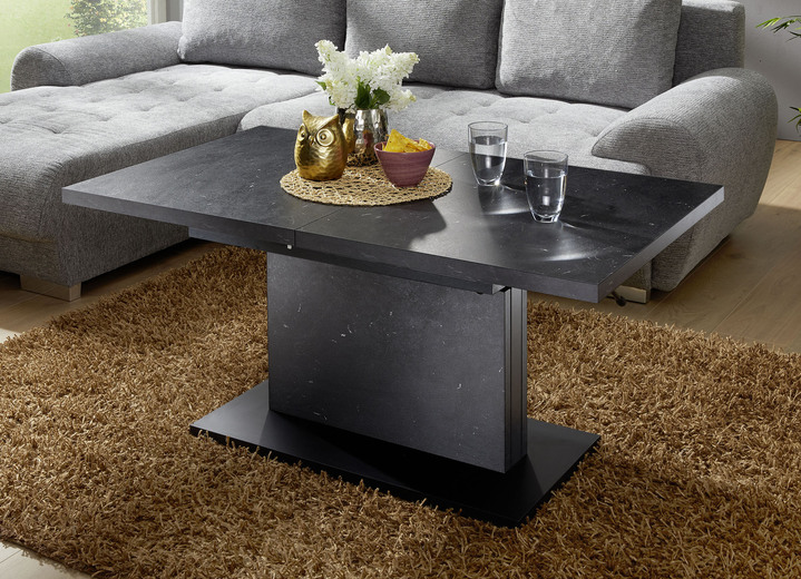 Salontafels - Salontafel met een geavanceerde liftfunctie, in Farbe KERAMIKOPTIK-SCHWARZ, in Ausführung In hoogte verstelbaar Ansicht 1
