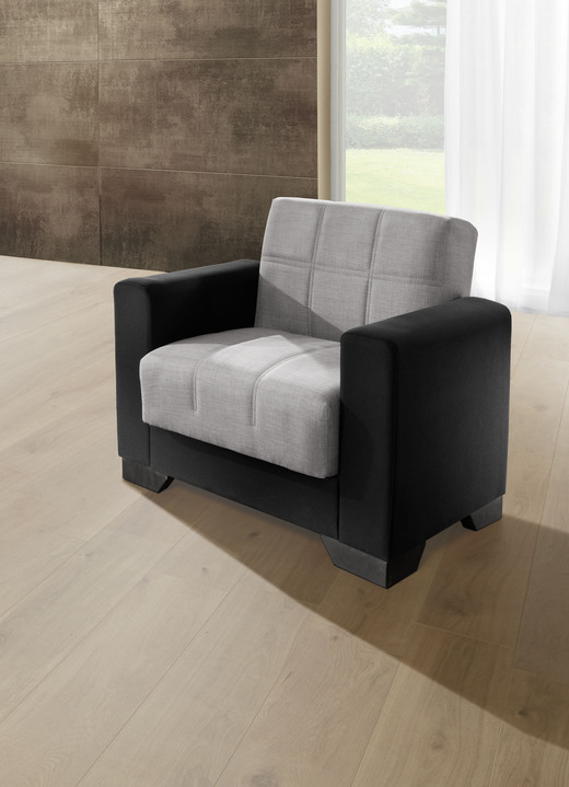 Gestoffeerde meubels - Moderne gestoffeerde meubelen, in Farbe SCHWARZ-SILBER, in Ausführung Fauteuil Ansicht 1