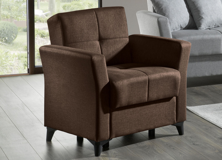 Moderne meubels - Gezellig gestoffeerd meubel met bedfunctie, in Farbe BRUIN, in Ausführung Fauteuil Ansicht 1