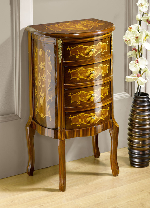 Commodes - Ladekast van massief beukenhout met inleg, in Farbe NOTENBOOM