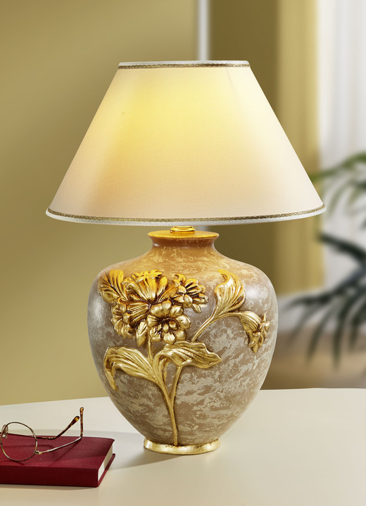 Tafellampen - Handbeschilderde tafellamp met echt bladgoud, in Farbe HELLBRAUN-GOLD