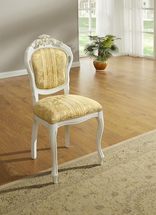 Stoelen & zitbanken - Eetkamerstoelen met massief beukenhouten frame, in Farbe GOUD-WEISS, in Ausführung Stoelen, set van 2 Ansicht 1