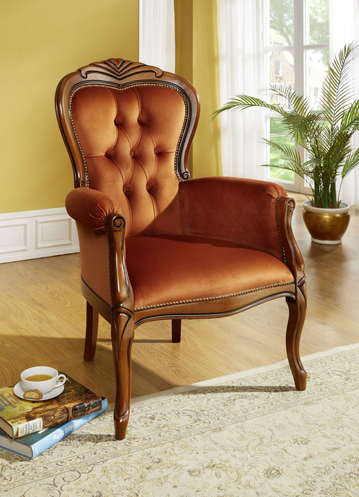 Stijlmeubels - Geweldige fauteuil met binnenvering, in Farbe NUSSBAUM-TERRA Ansicht 1