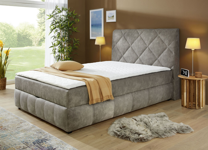 Boxspring - Boxspringbed met bedbox en topper, in Farbe GRAU Ansicht 1