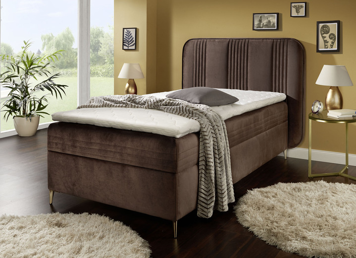 Boxspringbetten - Boxspringbett 100x200 cm, in Farbe BRAUN Ansicht 1