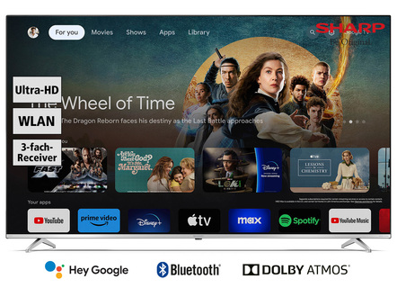 Sharp 70GP6260E. Beeldloze 4K Ultra HD QLED Google TV