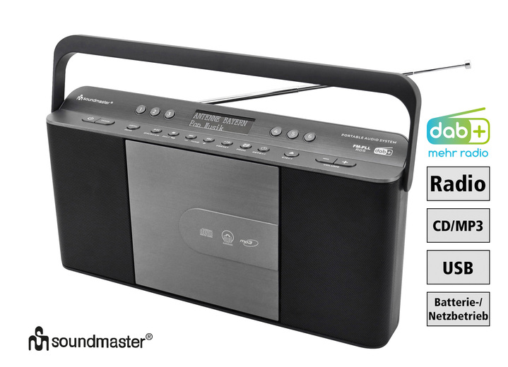 Muziekapparaten - Soundmaster CD draagbare radio RCD1870SW, in Farbe SCHWARZ Ansicht 1